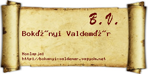 Bokányi Valdemár névjegykártya